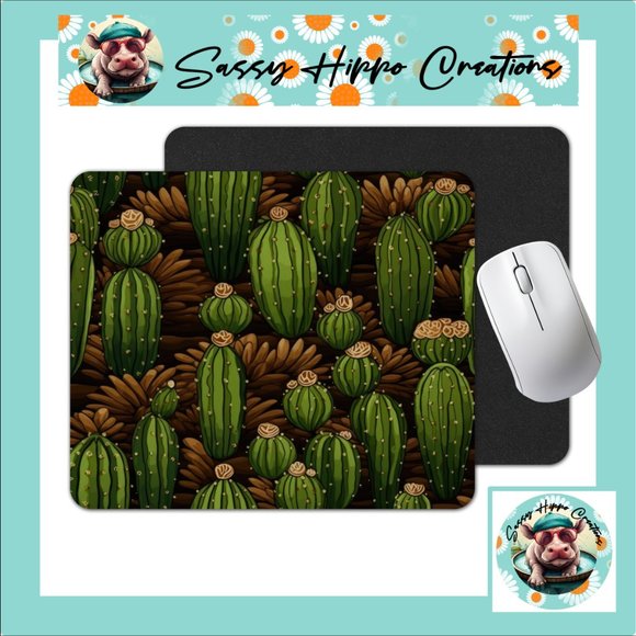 Mouse Pad Flowering Cactus Desert Cacti Western Sublimated Anti Slip Easy Clean - Picture 1 of 4